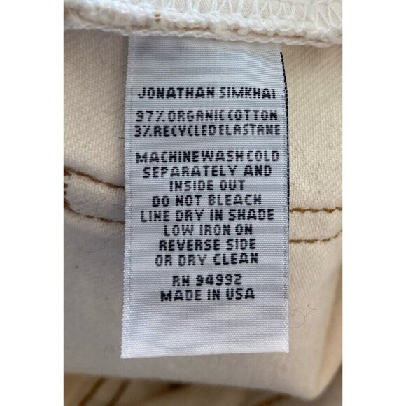 Jonathan Simkhai Jeans Straight Fringe Raw Hem Cream Size 24 - Picture 6 of 6